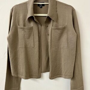 Taupe Button-Front Knit cardigan